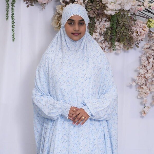 Knee Length Khimmar - Blue tanssey