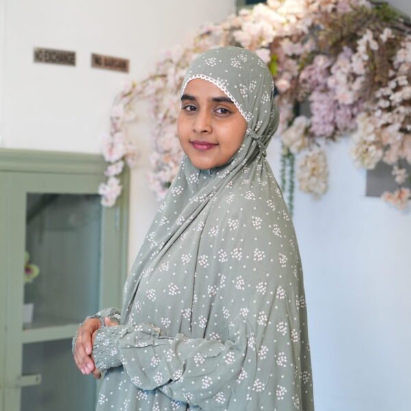 Knee length khimar with sleeve [Green]