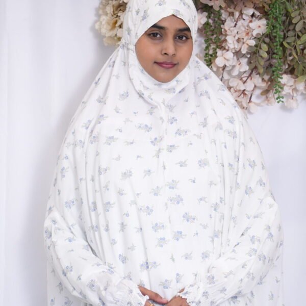 Knee Length khimmar - White Camellia