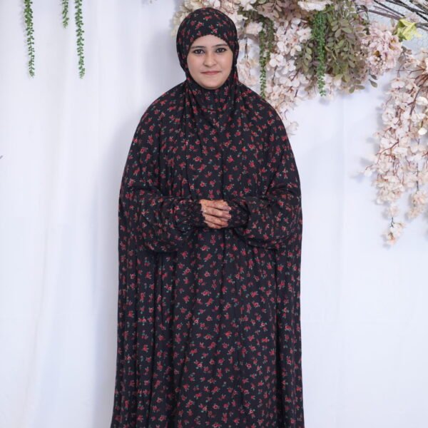 Knee Length Khimmar - Red rose