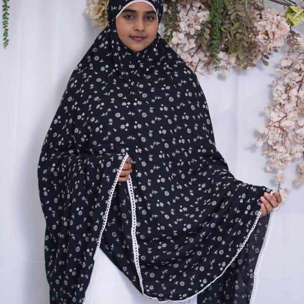 Knee Length Khimmar (Without Sleeves) - Black Orchid