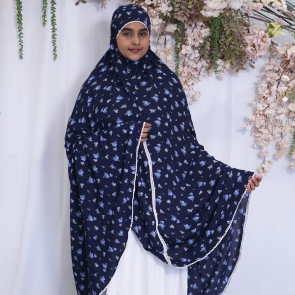 Knee Length Khimmar (Without Sleeves)- Aster navy