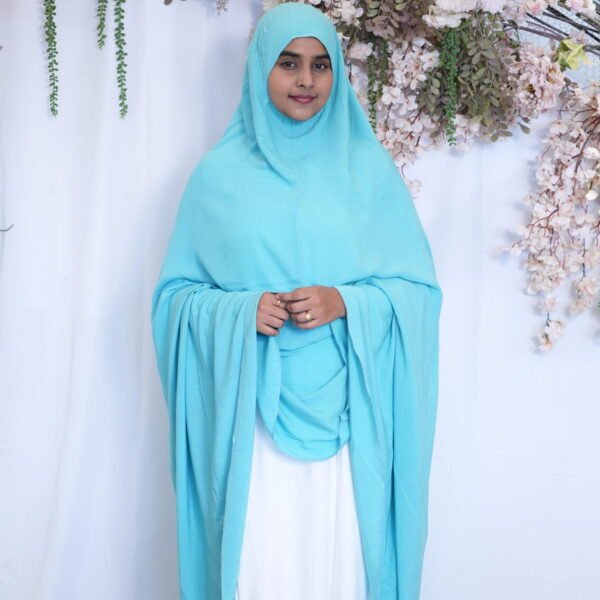 Knee Length Khimmar - Blue flex (Without Headband)