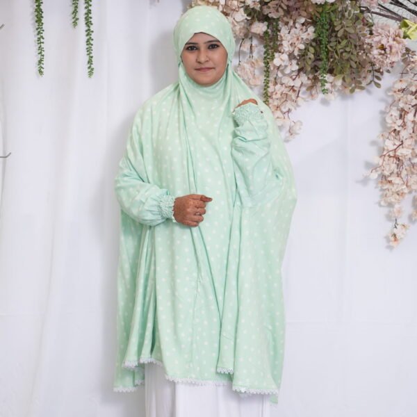 Knee Length Khimmar - Pea Green